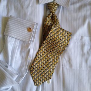 Ermenegildo Zegna gold/gray geometric necktie